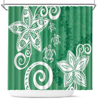 Polynesia Shower Curtain Green Tribal Turtle Floral Pattern LT05 Green - Polynesian Pride
