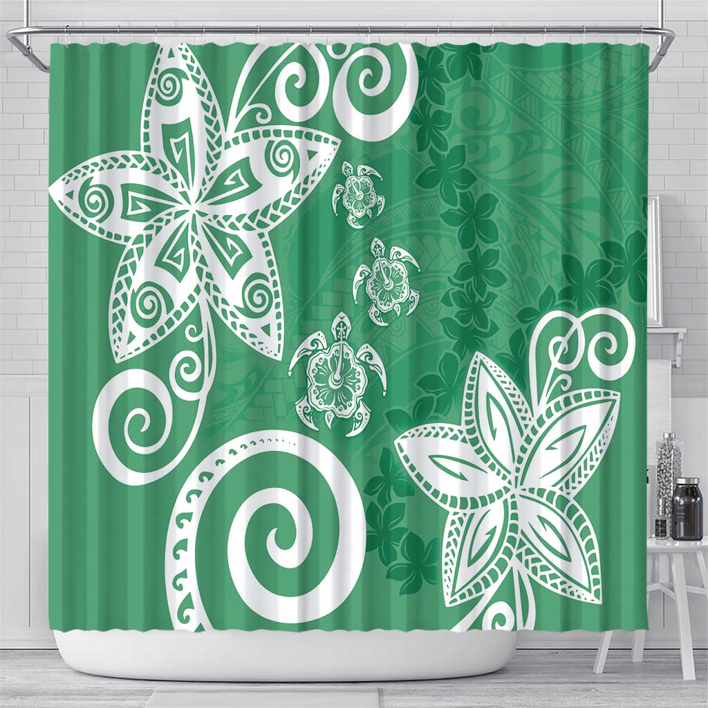 Polynesia Shower Curtain Green Tribal Turtle Floral Pattern LT05 - Polynesian Pride