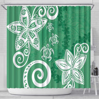 Polynesia Shower Curtain Green Tribal Turtle Floral Pattern LT05 - Polynesian Pride