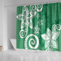 Polynesia Shower Curtain Green Tribal Turtle Floral Pattern LT05 - Polynesian Pride