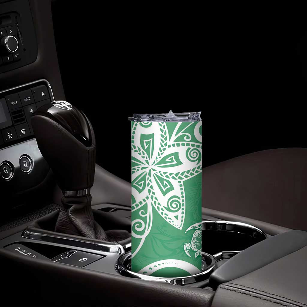 Polynesia Skinny Tumbler Green Tribal Turtle Floral Pattern LT05 - Polynesian Pride