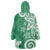 Polynesia Wearable Blanket Hoodie Green Tribal Turtle Floral Pattern