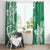 Polynesia Window Curtain Green Tribal Turtle Floral Pattern