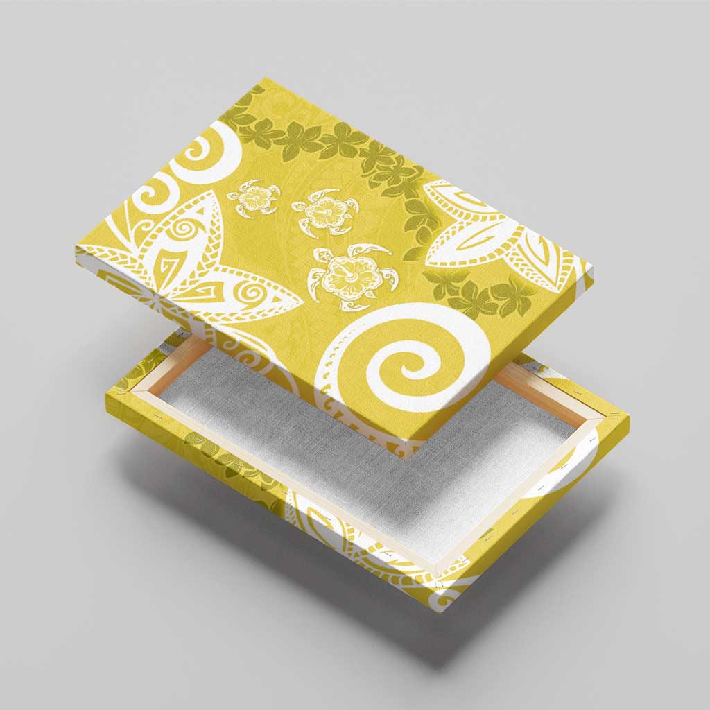 Polynesia Canvas Wall Art Yellow Tribal Turtle Floral Pattern
