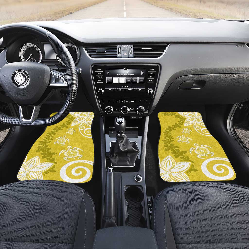 Polynesia Car Mats Yellow Tribal Turtle Floral Pattern LT05 Set 2pcs - Front Yellow - Polynesian Pride