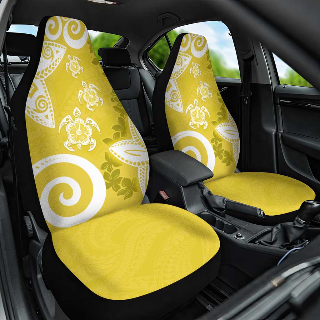 Polynesia Car Seat Cover Yellow Tribal Turtle Floral Pattern