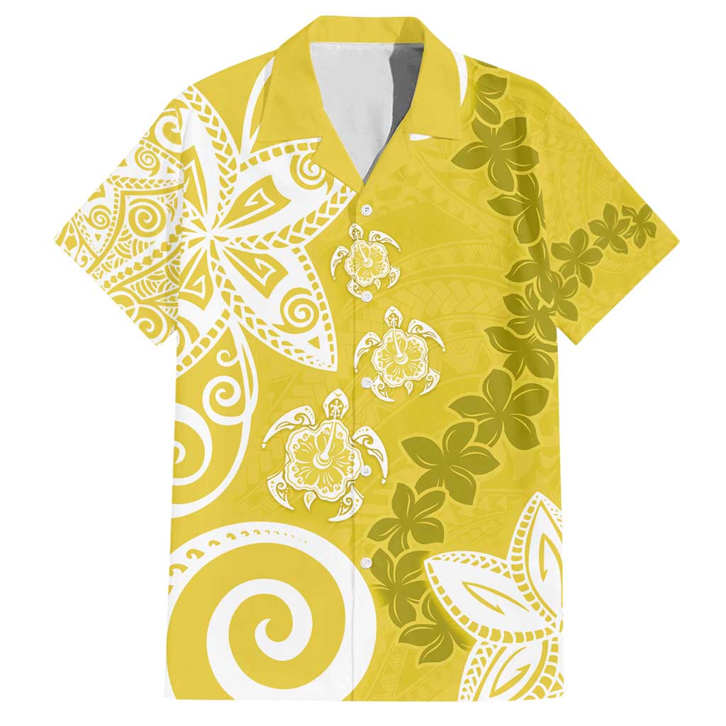 Polynesia Family Matching Long Sleeve Bodycon Dress and Hawaiian Shirt Yellow Tribal Turtle Floral Pattern LT05 Dad's Shirt - Short Sleeve Yellow - Polynesian Pride