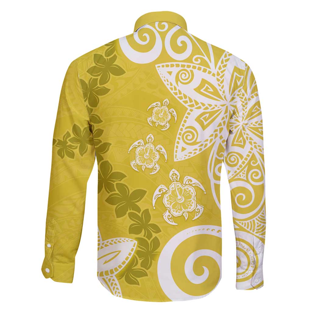Polynesia Family Matching Mermaid Dress and Hawaiian Shirt Yellow Tribal Turtle Floral Pattern LT05 - Polynesian Pride