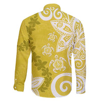 Polynesia Family Matching Off Shoulder Short Dress and Hawaiian Shirt Yellow Tribal Turtle Floral Pattern LT05 - Polynesian Pride