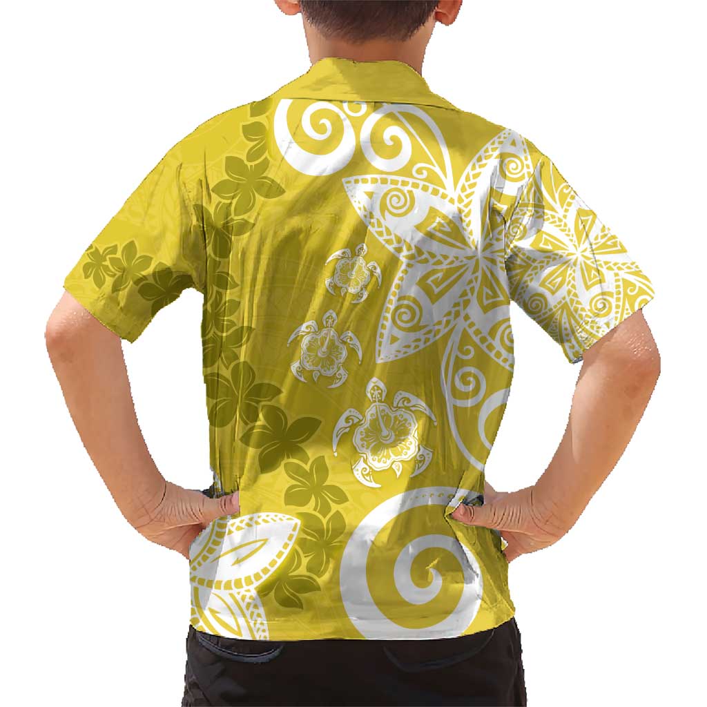 Polynesia Family Matching Short Sleeve Bodycon Dress and Hawaiian Shirt Yellow Tribal Turtle Floral Pattern LT05 - Polynesian Pride