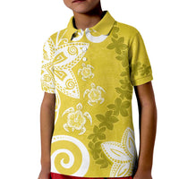 Polynesia Kid Polo Shirt Yellow Tribal Turtle Floral Pattern LT05 Kid Yellow - Polynesian Pride