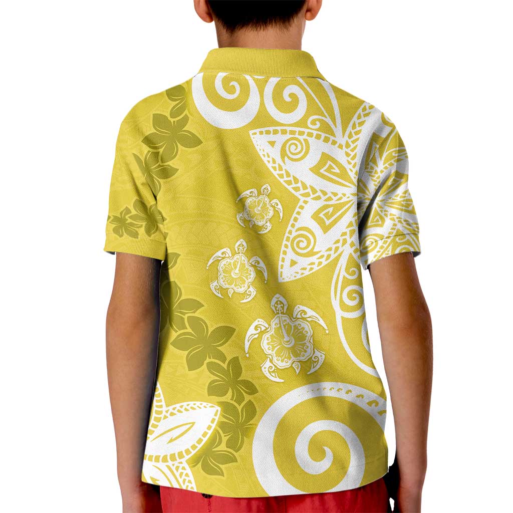 Polynesia Kid Polo Shirt Yellow Tribal Turtle Floral Pattern LT05 - Polynesian Pride