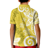 Polynesia Kid Polo Shirt Yellow Tribal Turtle Floral Pattern LT05 - Polynesian Pride