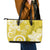 Polynesia Leather Tote Bag Yellow Tribal Turtle Floral Pattern