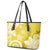 Polynesia Leather Tote Bag Yellow Tribal Turtle Floral Pattern