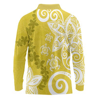Polynesia Long Sleeve Polo Shirt Yellow Tribal Turtle Floral Pattern LT05 - Polynesian Pride