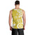 Polynesia Men Tank Top Yellow Tribal Turtle Floral Pattern