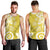 Polynesia Men Tank Top Yellow Tribal Turtle Floral Pattern