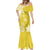 Polynesia Mermaid Dress Yellow Tribal Turtle Floral Pattern