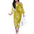 Polynesia Off The Shoulder Long Sleeve Dress Yellow Tribal Turtle Floral Pattern