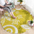 Polynesia Round Carpet Yellow Tribal Turtle Floral Pattern