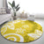 Polynesia Round Carpet Yellow Tribal Turtle Floral Pattern