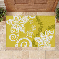 Polynesia Rubber Doormat Yellow Tribal Turtle Floral Pattern LT05 Yellow - Polynesian Pride