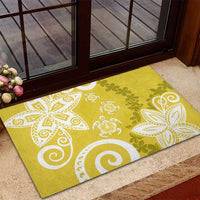 Polynesia Rubber Doormat Yellow Tribal Turtle Floral Pattern LT05 - Polynesian Pride