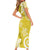 Polynesia Short Sleeve Bodycon Dress Yellow Tribal Turtle Floral Pattern