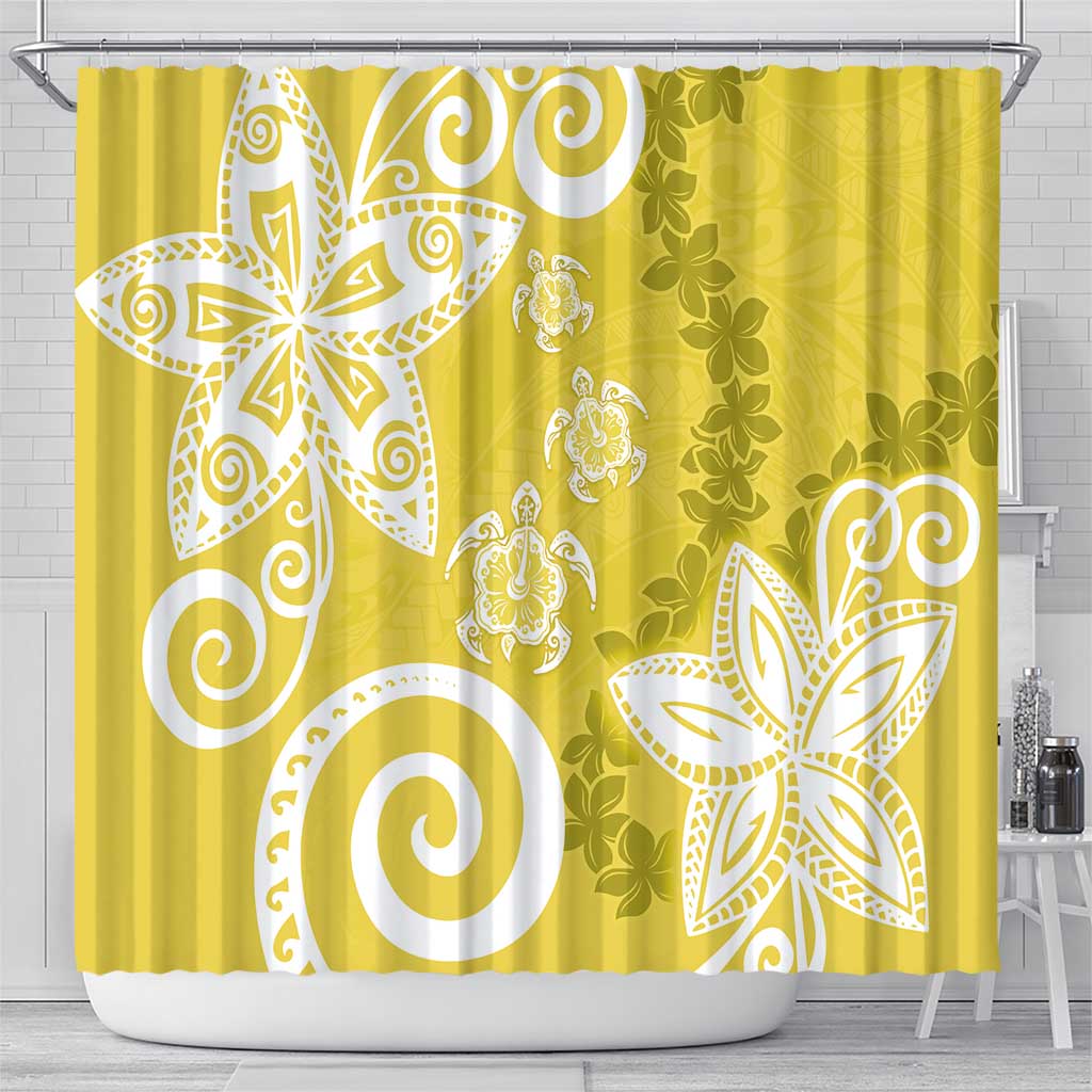 Polynesia Shower Curtain Yellow Tribal Turtle Floral Pattern LT05 - Polynesian Pride