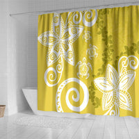 Polynesia Shower Curtain Yellow Tribal Turtle Floral Pattern LT05 - Polynesian Pride