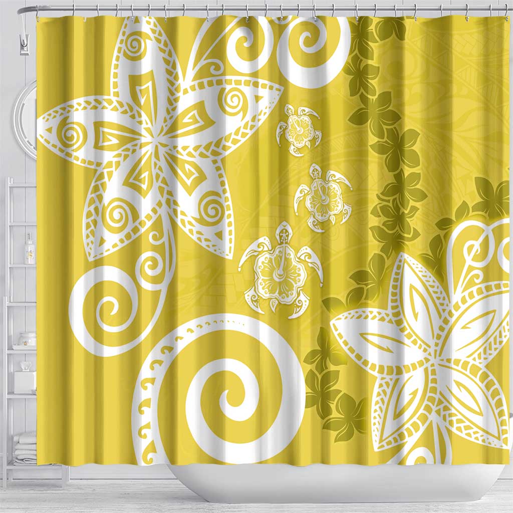 Polynesia Shower Curtain Yellow Tribal Turtle Floral Pattern LT05 - Polynesian Pride