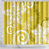 Polynesia Shower Curtain Yellow Tribal Turtle Floral Pattern LT05 - Polynesian Pride