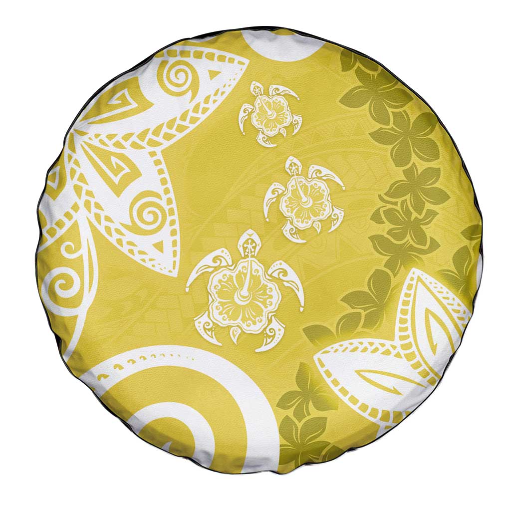 Polynesia Spare Tire Cover Yellow Tribal Turtle Floral Pattern