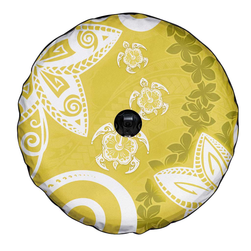Polynesia Spare Tire Cover Yellow Tribal Turtle Floral Pattern