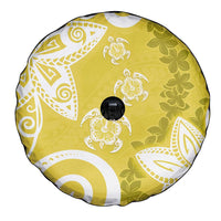 Polynesia Spare Tire Cover Yellow Tribal Turtle Floral Pattern
