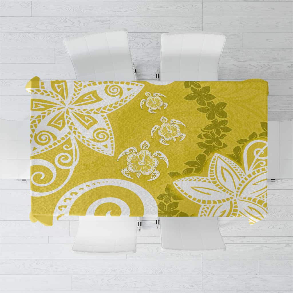 Polynesia Tablecloth Yellow Tribal Turtle Floral Pattern