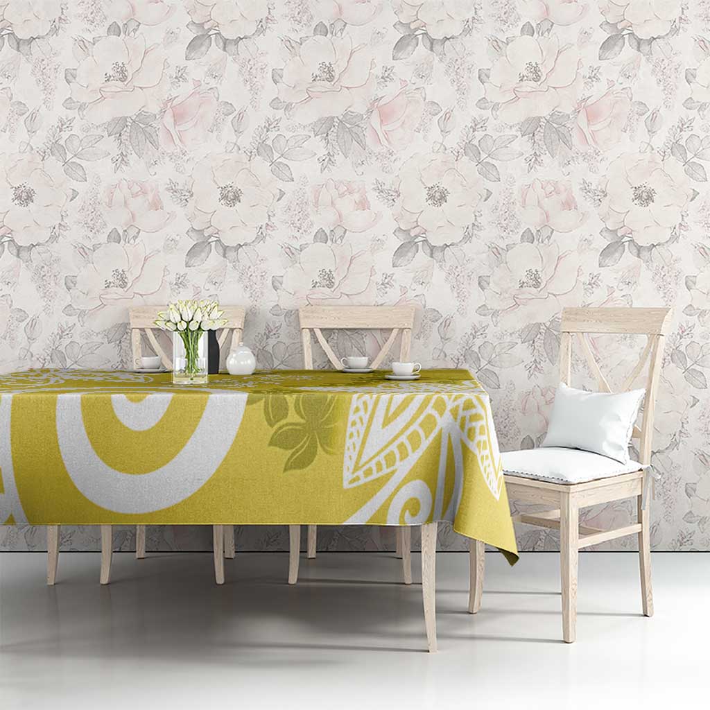 Polynesia Tablecloth Yellow Tribal Turtle Floral Pattern LT05 - Polynesian Pride
