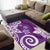 Polynesia Area Rug Purple Tribal Turtle Floral Pattern