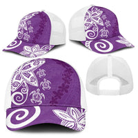 Polynesia Baseball Net Cap Purple Tribal Turtle Floral Pattern - Polynesian Pride