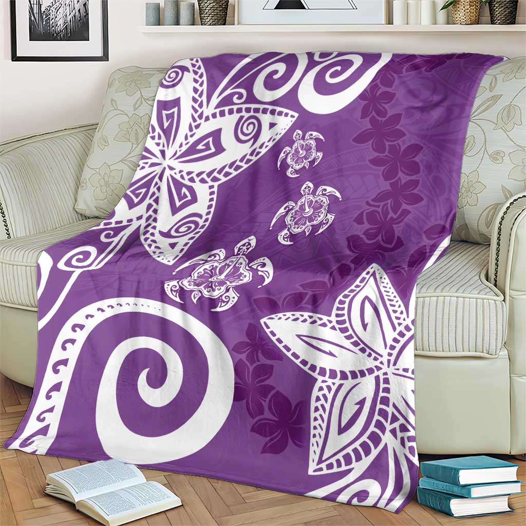Polynesia Blanket Purple Tribal Turtle Floral Pattern