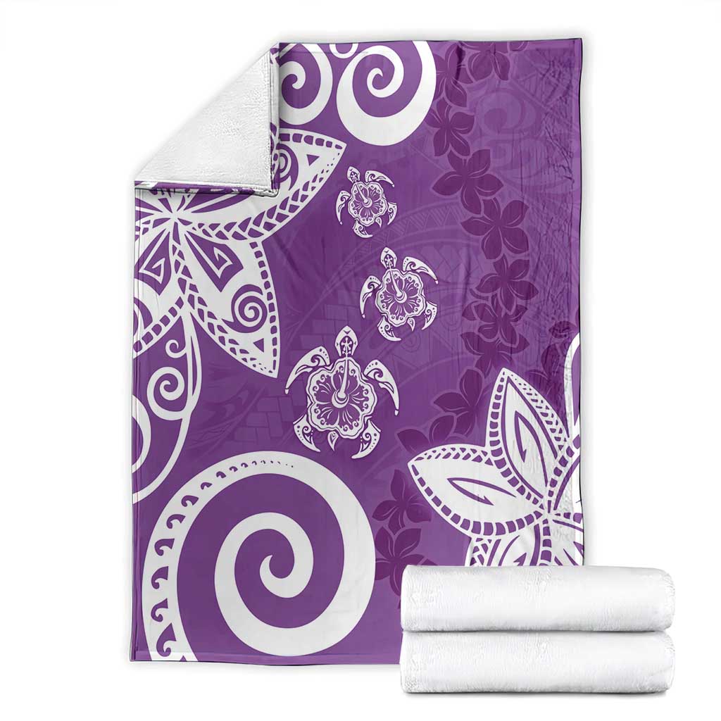 Polynesia Blanket Purple Tribal Turtle Floral Pattern