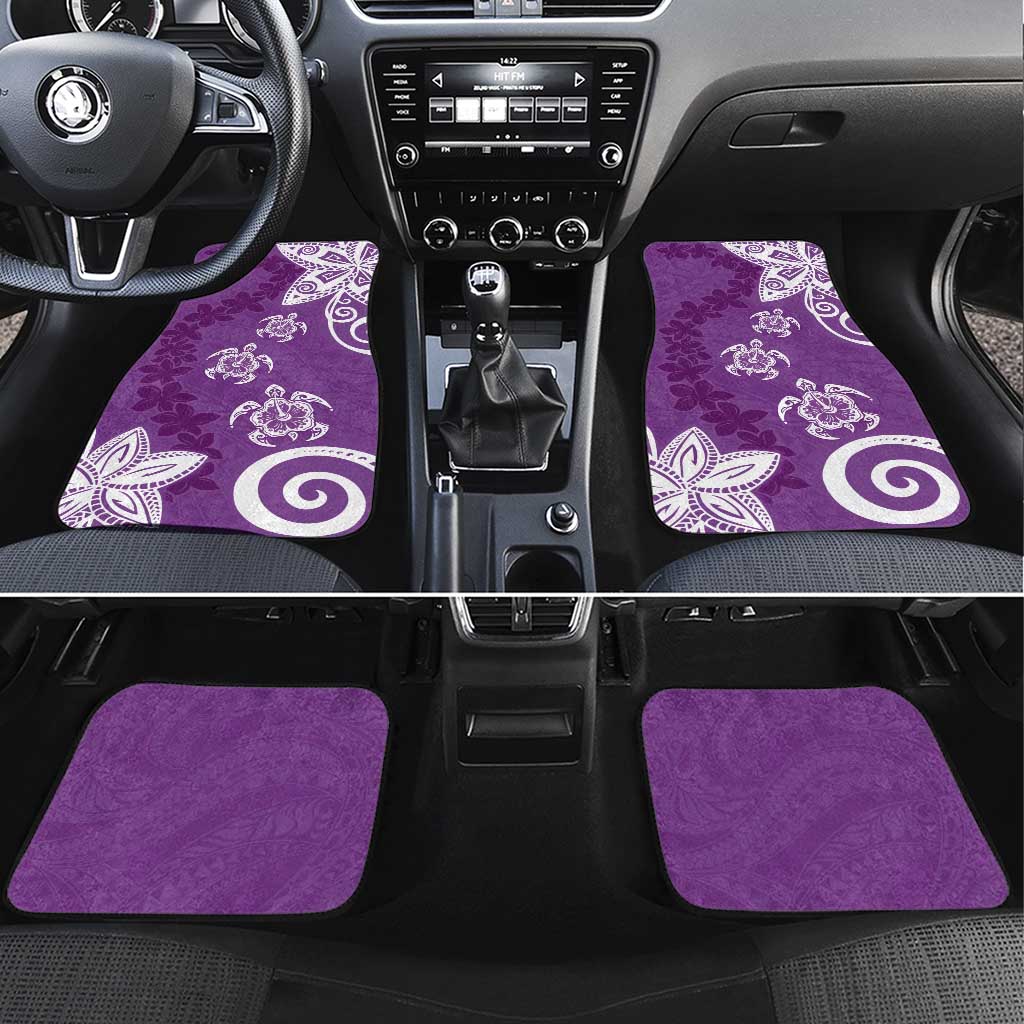 Polynesia Car Mats Purple Tribal Turtle Floral Pattern