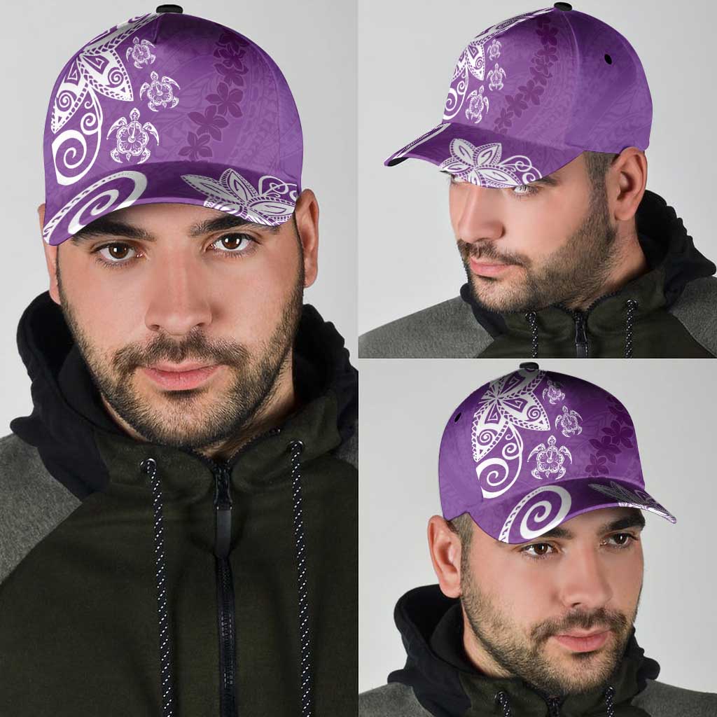 Polynesia Classic Cap Purple Tribal Turtle Floral Pattern - Polynesian Pride