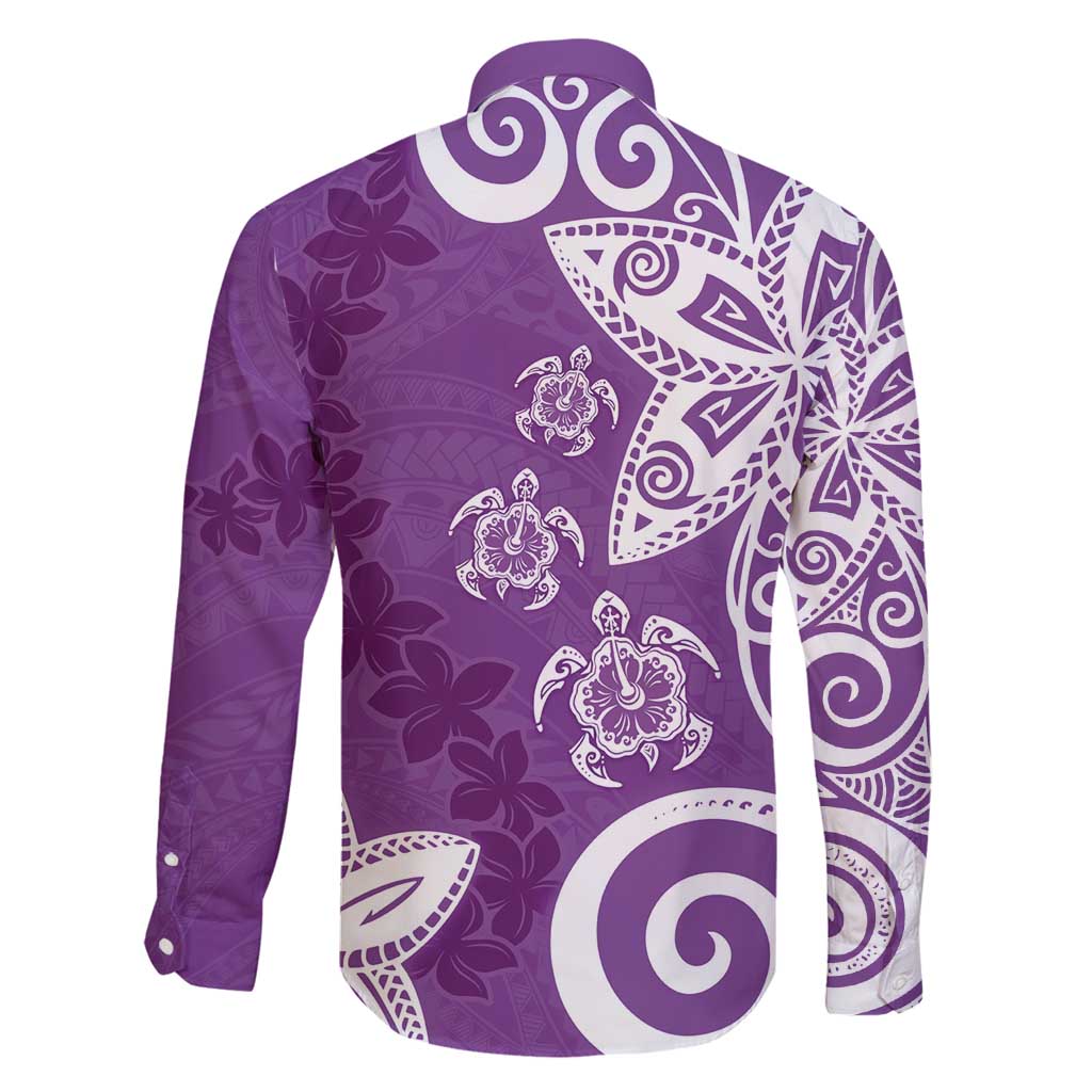 Polynesia Family Matching Mermaid Dress and Hawaiian Shirt Purple Tribal Turtle Floral Pattern LT05 - Polynesian Pride