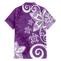 Polynesia Family Matching Off Shoulder Maxi Dress and Hawaiian Shirt Purple Tribal Turtle Floral Pattern LT05 - Polynesian Pride