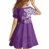Polynesia Family Matching Off Shoulder Short Dress and Hawaiian Shirt Purple Tribal Turtle Floral Pattern LT05 - Polynesian Pride