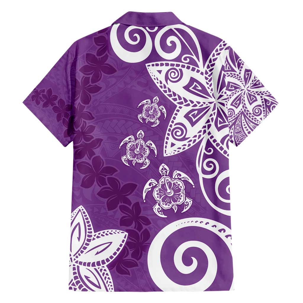 Polynesia Hawaiian Shirt Purple Tribal Turtle Floral Pattern