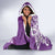 Polynesia Hooded Blanket Purple Tribal Turtle Floral Pattern