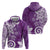 Polynesia Hoodie Purple Tribal Turtle Floral Pattern